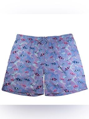 EUC Peter Millar Seaside Collection Blue and Pink Coral Reef Swim Trunks